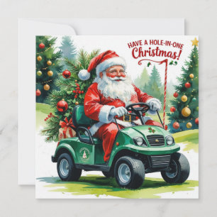 Golf a Hole-in-One Christmas! with Santa claus Holiday Card