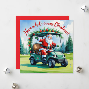 Golf  a Hole-in-One Christmas! with Santa claus Holiday Card