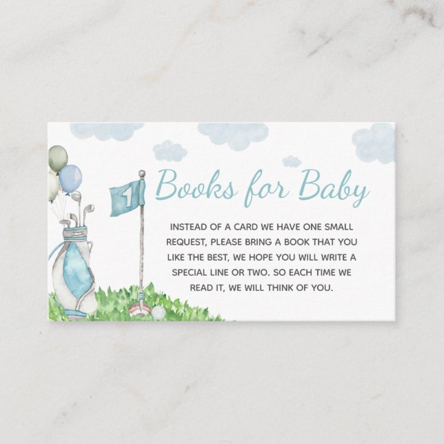 Golf A Little Putter Baby Shower Books for Baby Enclosure Card (Front)