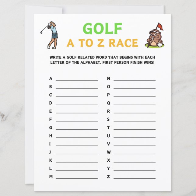 Golf A To Z Race Game (Front)