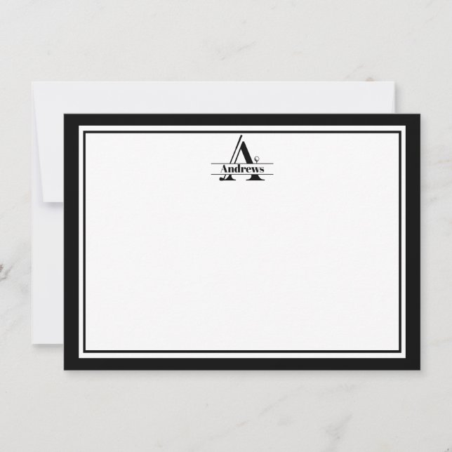 Golf Accent Custom Name Flat Note Card (Front)