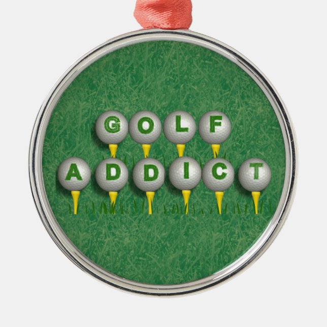 Golf Addict  golfer round ornament pendant (Front)