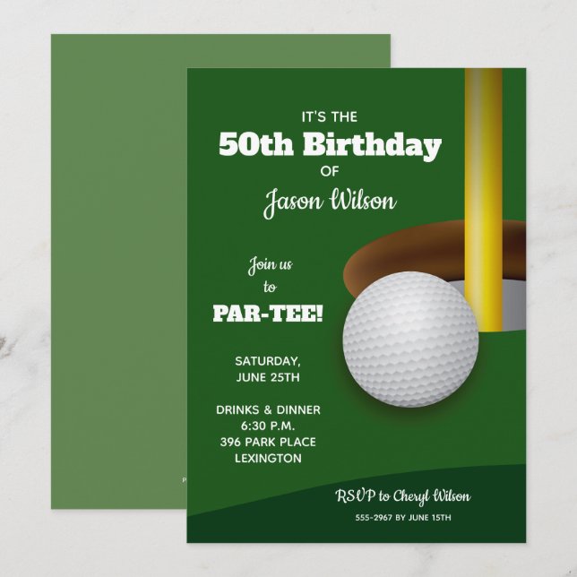 Golf Adult Birthday Party Invitations (Front/Back)