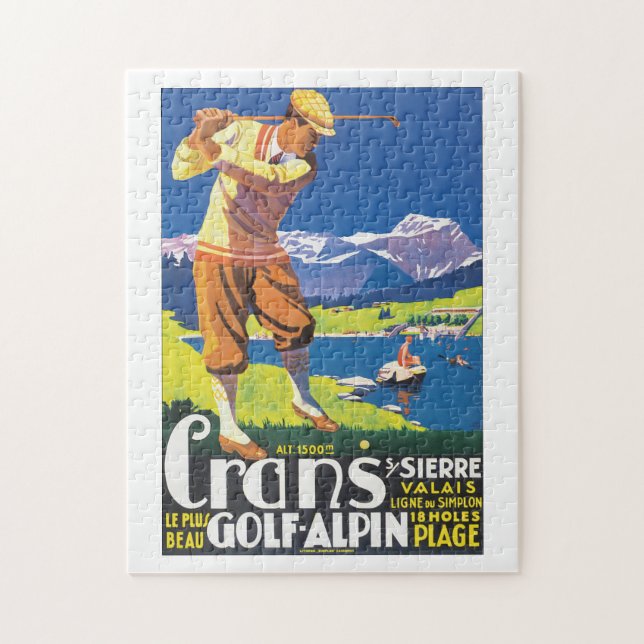 Golf Alpin Vintage Travel Poster Jigsaw Puzzle (Vertical)