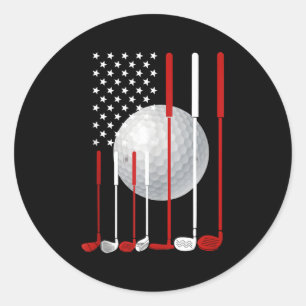 Golf American Flag 4Th Of July Usa Patriotic Classic Round Sticker
