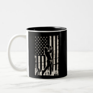 Golf American Flag Gifts Birthday Father's Day Two-Tone Coffee Mug