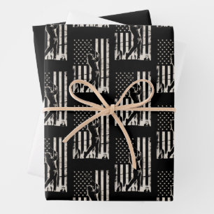 Golf American Flag Gifts Birthday Father's Day Wrapping Paper Sheet