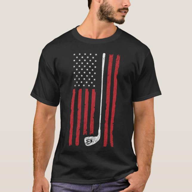 Golf American Flag US Patriotic for Golfer Golfing T-Shirt (Front)