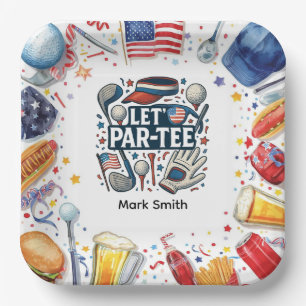 Golf American Golf Party 4th of July Paper Plates