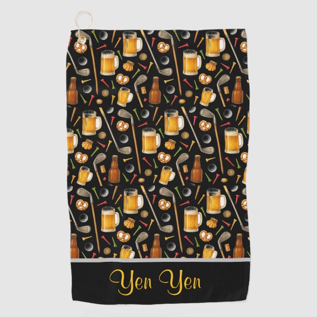 Golf and Beer for Golfer  Golf Towel (Front)