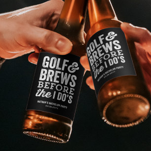 Golf and brews before I do's bachelor party black Beer Bottle Label