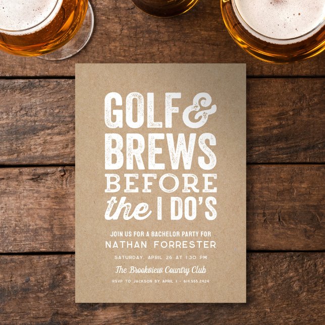 Golf and brews before I do's kraft bachelor party Invitation (Creator Uploaded)