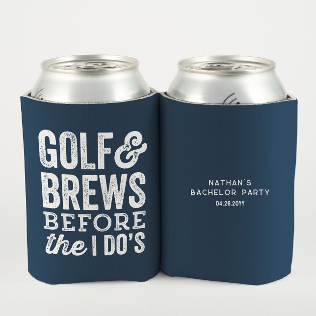 Golf and brews before I do's navy bachelor party Can Cooler (Creator Uploaded)