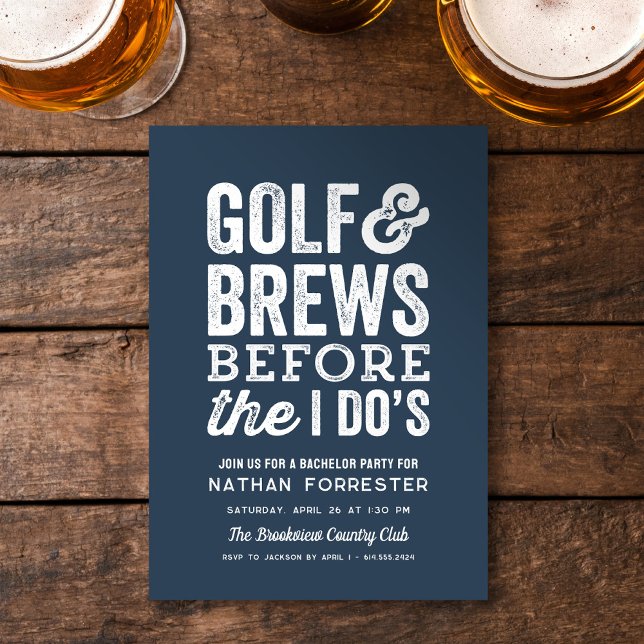 Golf and brews before I do's navy bachelor party Invitation (Creator Uploaded)