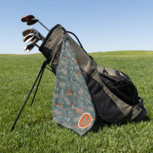 Golf and Fishing Brook Trout Blue Orange Grey Towel