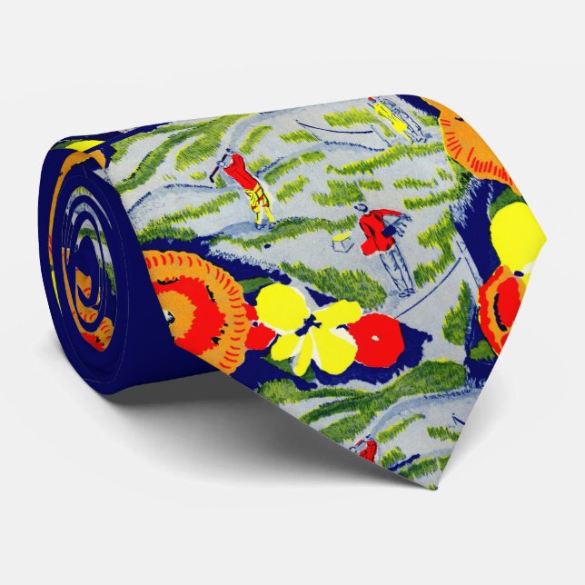 golf and flowers print tie (Rolled)