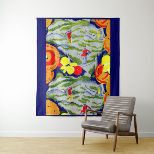 golf and flowers tapestry