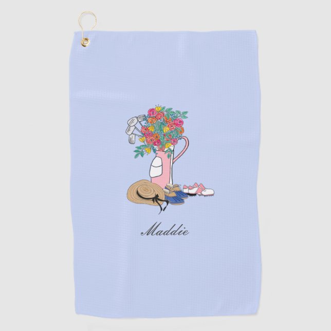 Golf and  Gardening Personalised Ladies Golf Towel (Front)