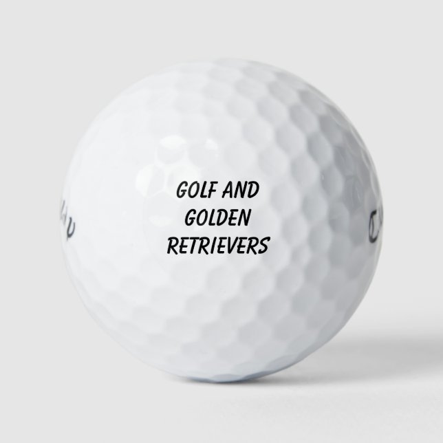 'Golf And Golden Retrievers' Customisable Fun Gift Golf Balls (Front)