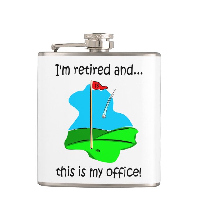 golf and retirement hip flask (Front)