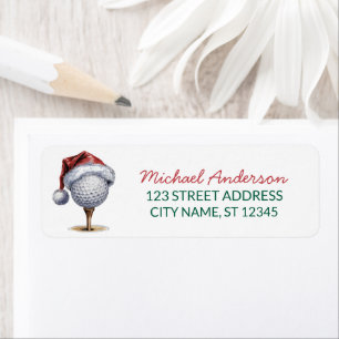 Golf And Tee With Santa Hat Return Address