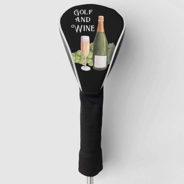 Golf and wine for golfer  golf head cover (Front)
