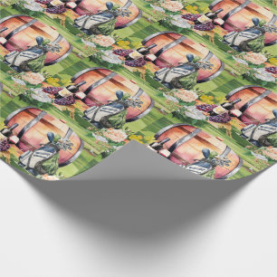 Golf and wine for golfer on golf course wrapping paper