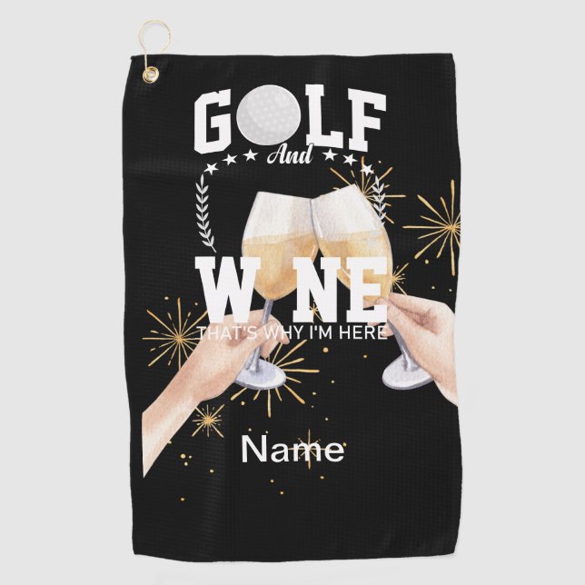 Golf and wine for golfer   towel (Front)