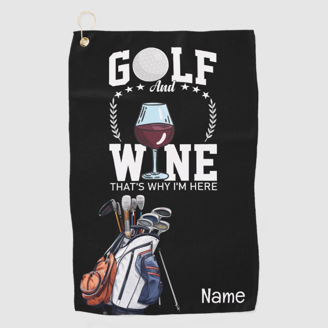 Golf and wine for golfer   towel (Front)