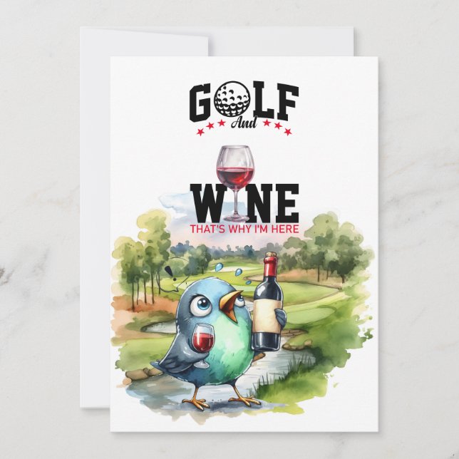 Golf and wine paring party for golfer invitation (Front)