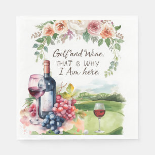 Golf and wine party for golfer napkin