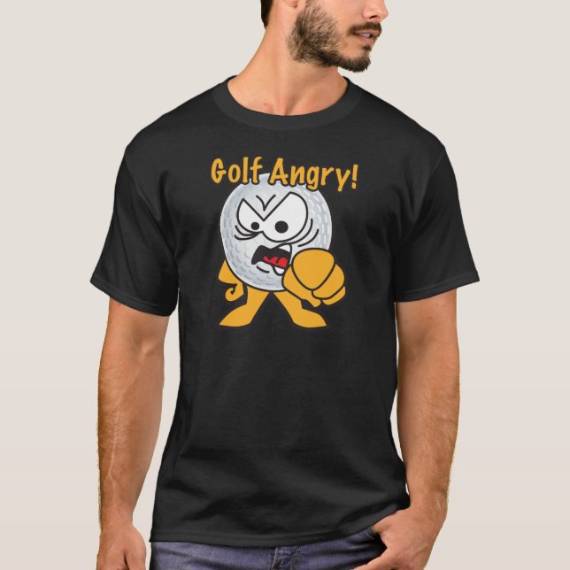 Golf Angry Cartoon Golf Ball T-Shirt (Front)