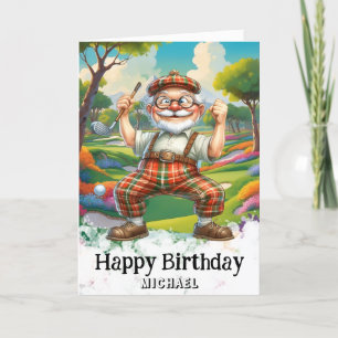 *~* Golf AP94 Senior Funny Humour Man Birthday Car Thank You Card