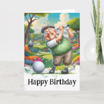 *~* Golf AP94 Senior Man Funny Humour Birthday Car