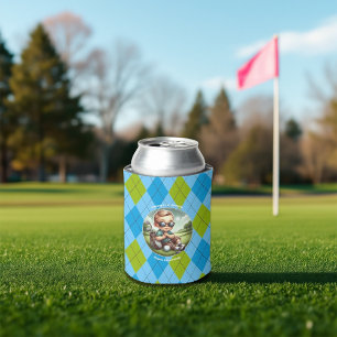 Golf Argyle Boy's Birthday Can Cooler