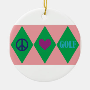 Golf Argyle Ceramic Tree Decoration