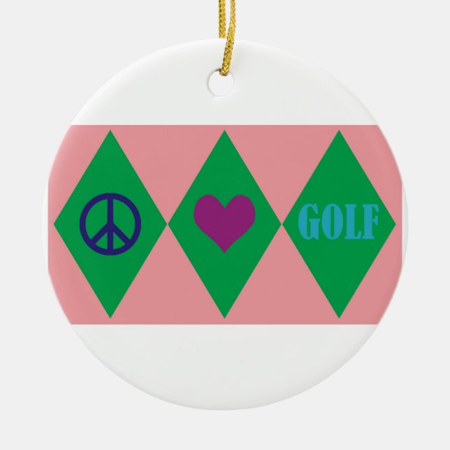 Golf Argyle Ceramic Tree Decoration (Front)