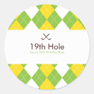 Golf Argyle Gift Label Sticker