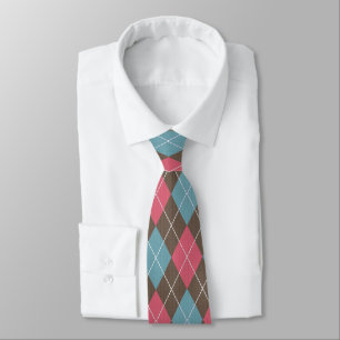 Golf Argyle in Modern palette of Taupe, Pink, Blue Tie