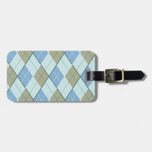 Golf Argyle pattern tee blue brown luggage tag