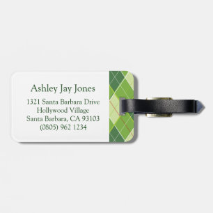 Golf Argyle pattern tee green luggage tag