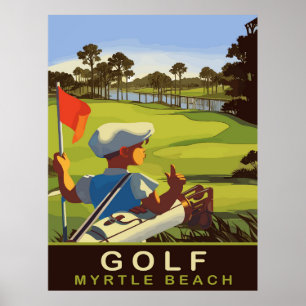 Golf at Myrtle Beach, South Carolina, Travel Poster