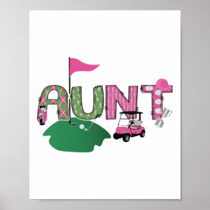 Golf Aunt Hole In One Golf 1st Birthday Party  Poster