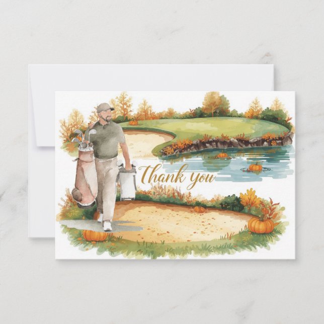 Golf Autumn Greeting thank you card for Autumn  (Front)