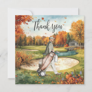 Golf Autumn Greeting thank you card for Autumn 
