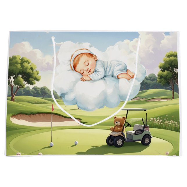 Golf Baby Boy at golf course  Large Gift Bag (Front)