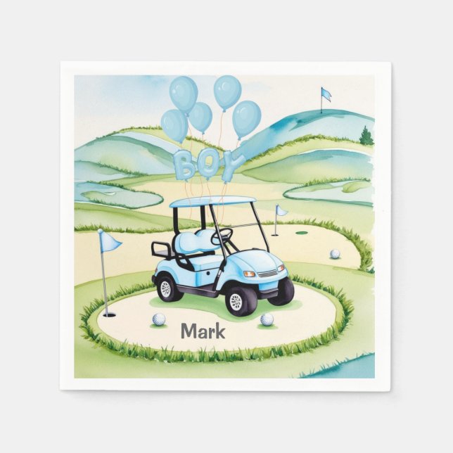 Golf Baby Boy Blue Themed  Napkin (Front)