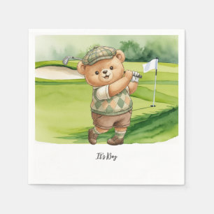 Golf Baby Boy golfing in golf course Napkin