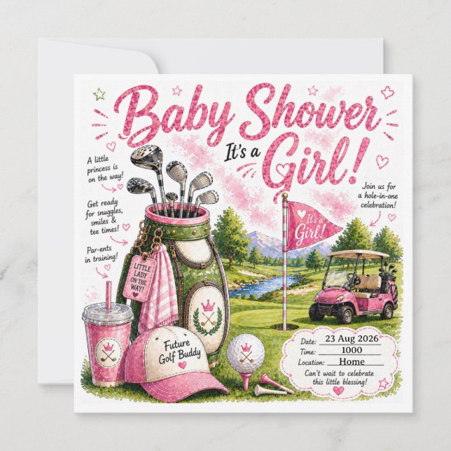 Golf Baby Boy invitation  (Front)