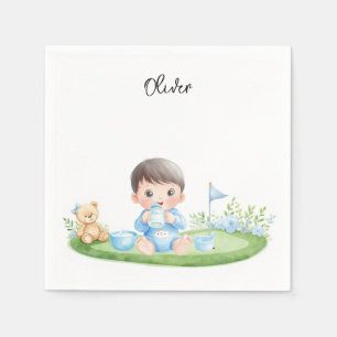 Golf Baby Boy on putting green Napkin